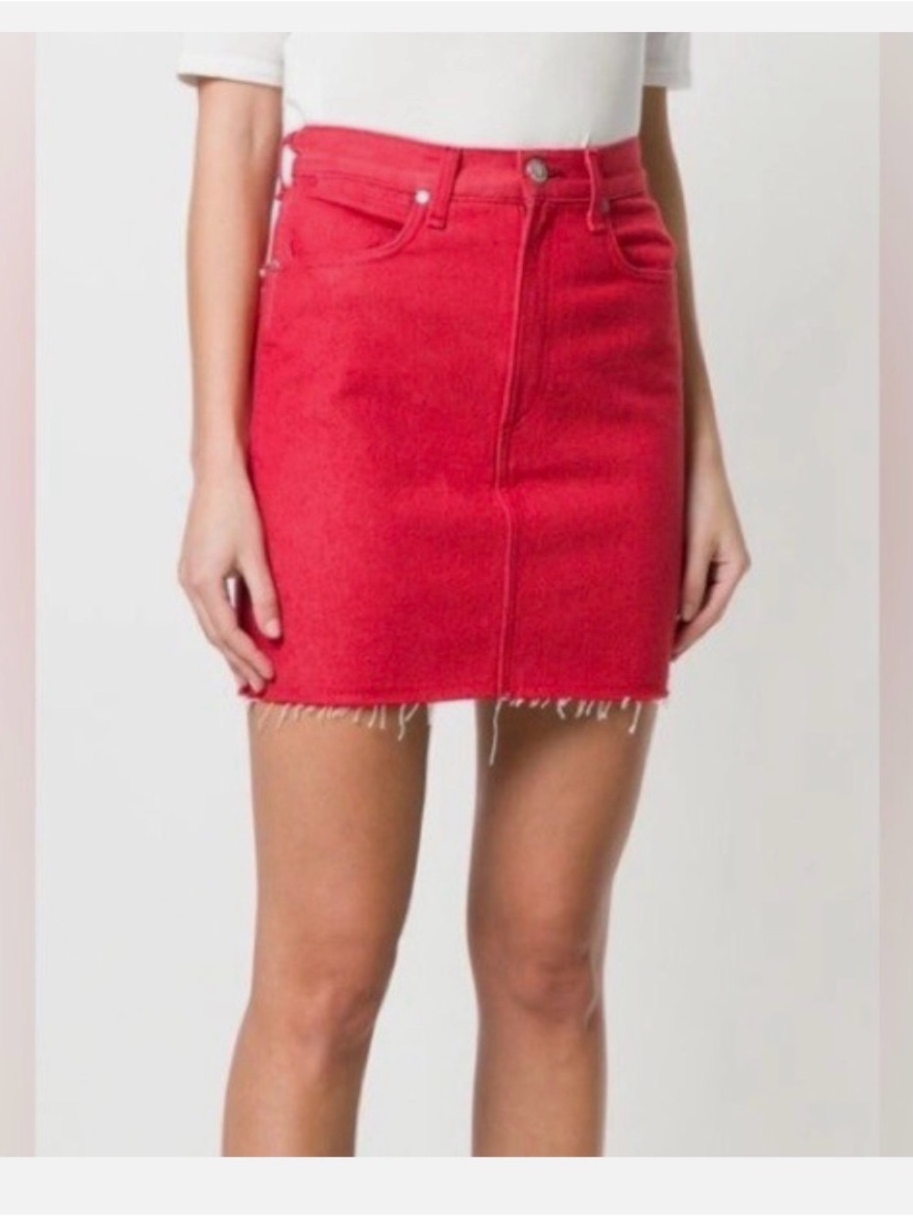 Rag & Bone Red Denim Mini Skirt - Classic High-Waist Style size 30 great cond